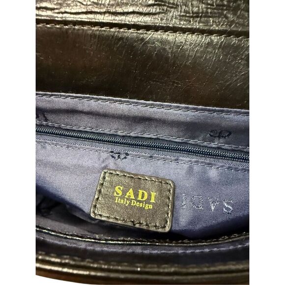 Sadi Leather Purse Gold Chain Black Modern Shoulder Bag NEW - Picture 7 of 10